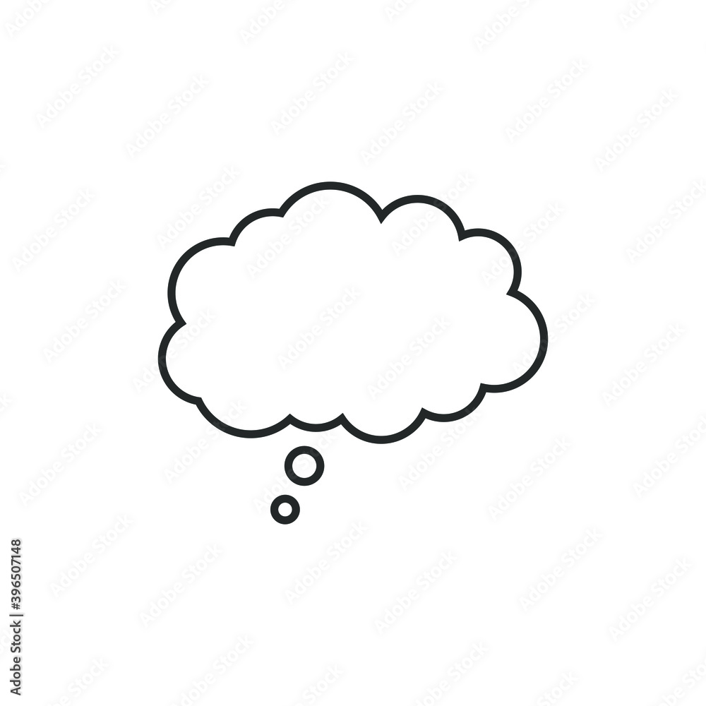 Trendy think bubble in flat style. Cloud line art isolated on white background. Vector illustration Trendy think bubble in flat style. Cloud line art isolated on white background. Vector illustration