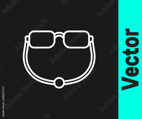 White line Eyeglasses icon isolated on black background. Vector.