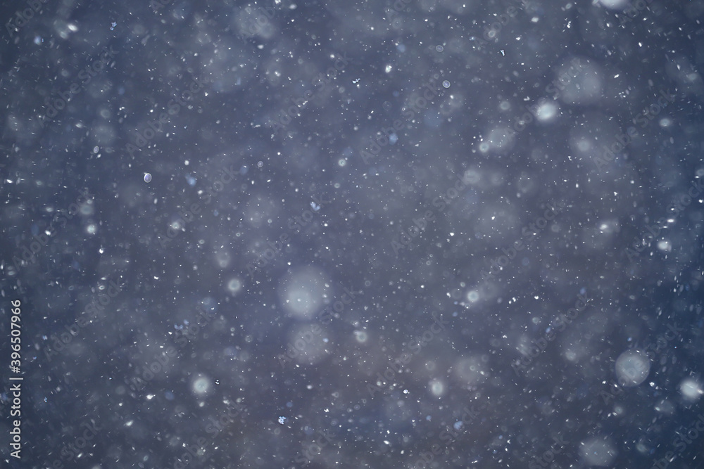 blurred background snowfall nature, abstract falling snowflakes design