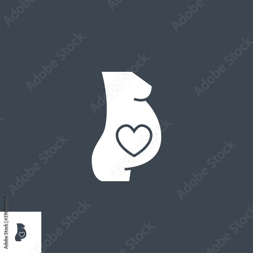 Pregnancy related vector glyph icon. Isolated on black background. Vector illustration.