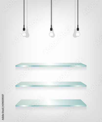 Glass shelves and bulb