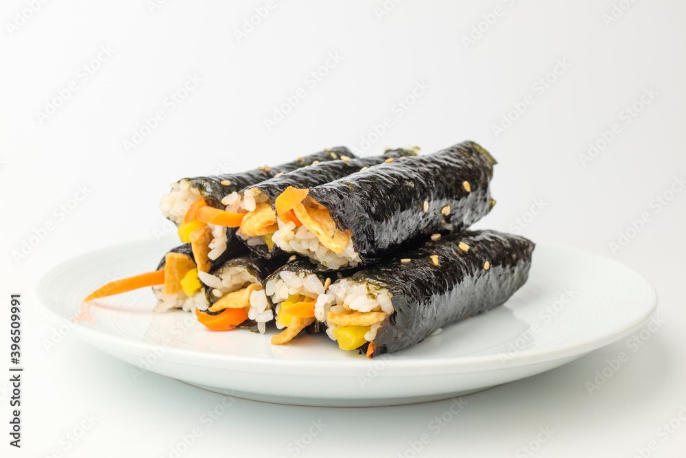 Small size gimbap on white background Small size gimbap on white background