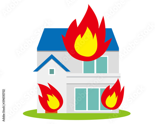 Illustration of a residence. House illustration. simple. Home insurance . Fire 