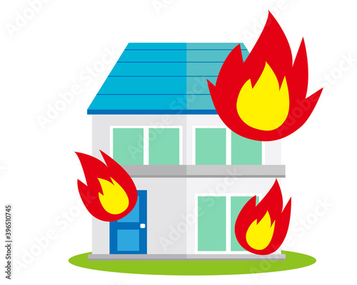 Illustration of a residence. House illustration. simple. Home insurance . Fire 