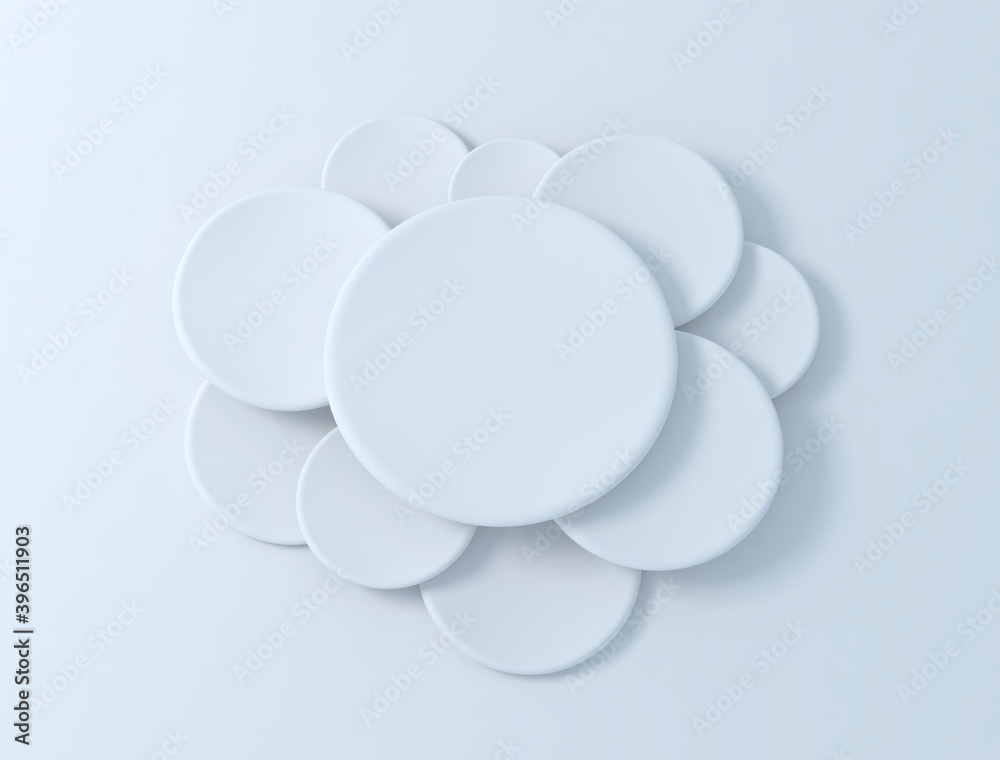 Abstract white background, geometric pattern of paper corners and shadows. 3d render flower illustration Abstract white background, geometric pattern of paper corners and shadows. 3d render flower illustration