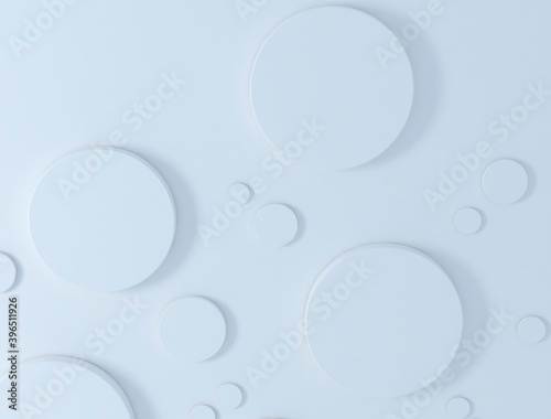 Abstract circles white and blue modern background. 3d render 