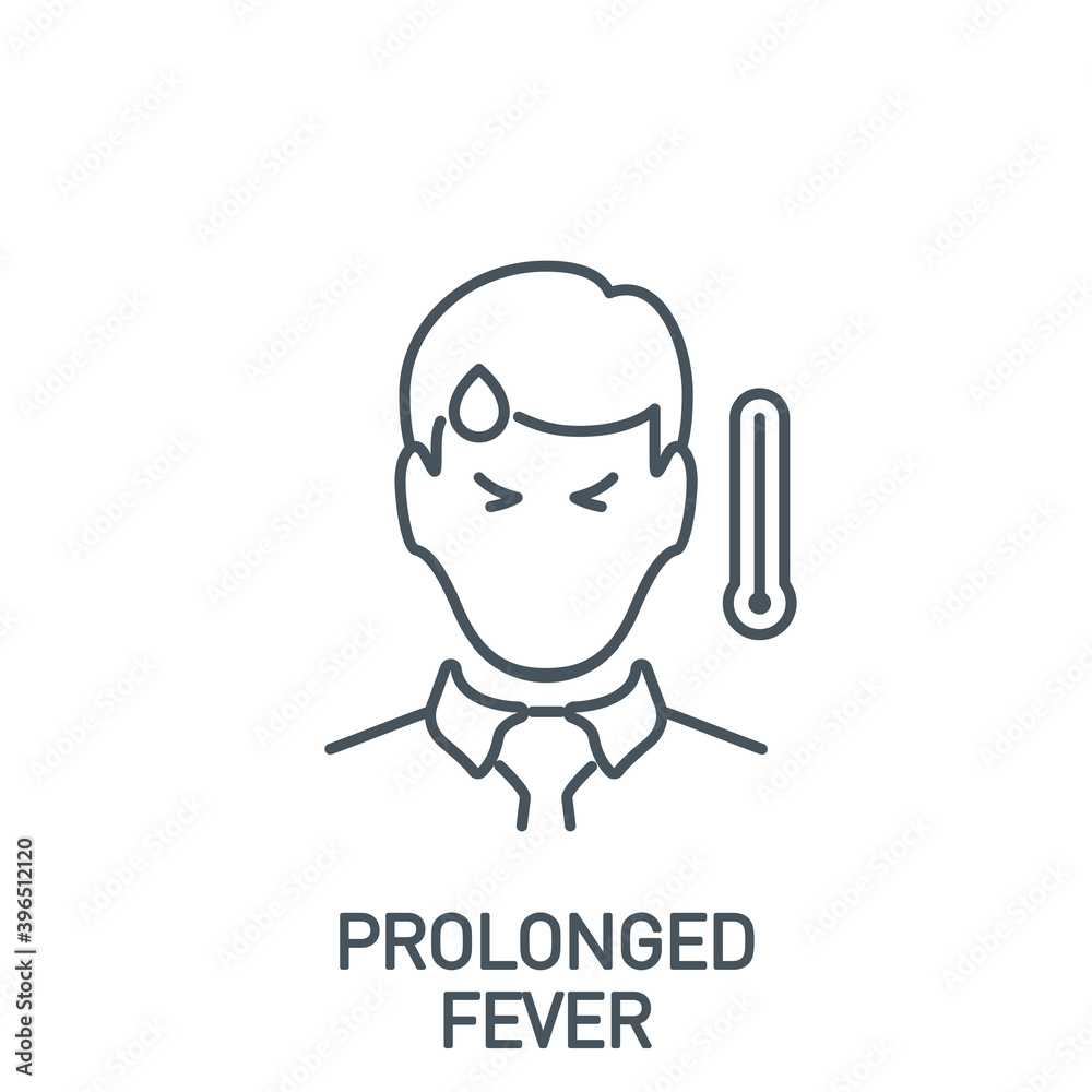 Signs and symptoms Coronavirus single line icon isolated on white. Perfect outline symbol symptoms Covid 19 pandemic banner. Quality design element fever, thermometer and sweat with editable Stroke Signs and symptoms Coronavirus single line icon isolated on white. Perfect outline symbol symptoms Covid 19 pandemic banner. Quality design element fever, thermometer and sweat with editable Stroke