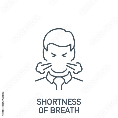 shortness of breath head of sick man without a mask single line icon isolated on white. Perfect outline symbol Signs and symptoms Coronavirus Covid 19 pandemic banner. element with editable Stroke