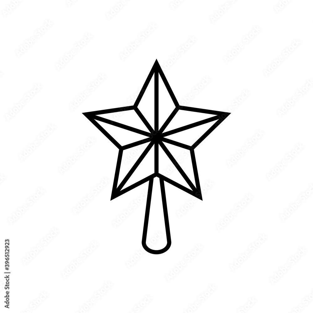 Tiempo de Navidad. Estrella de adorno de árbol de navidad con lineas en color negro
