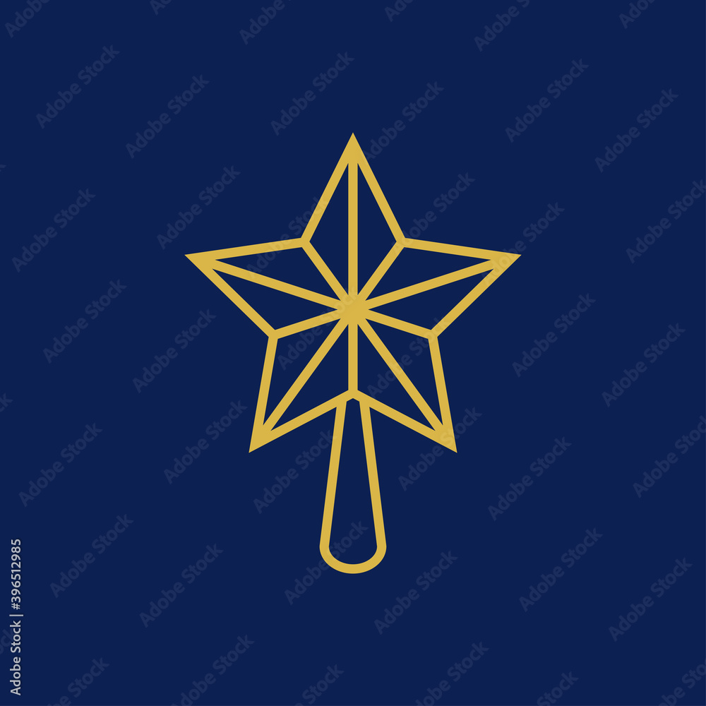 Tiempo de Navidad. Estrella de adorno de árbol de navidad con lineas en fondo azul Tiempo de Navidad. Estrella de adorno de árbol de navidad con lineas en fondo azul