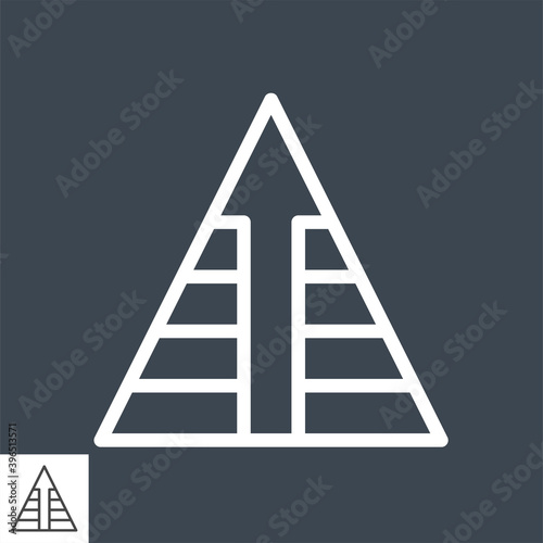 Pyramid with Arrow Thin Line Vector Icon. Flat icon isolated on the black background. Editable EPS file. Vector illustration.