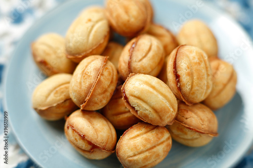 National sweets of russia - nuts with condensed milk. Homemade New Year's baked goods.