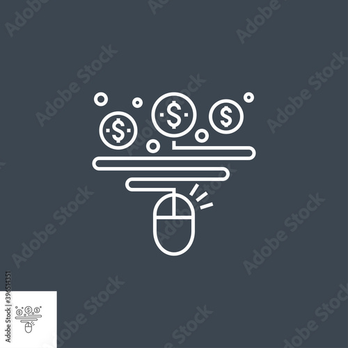 Pay Per Click Related Vector Thin Line Icon. Isolated on Black Background. Editable Stroke. Vector Illustration.