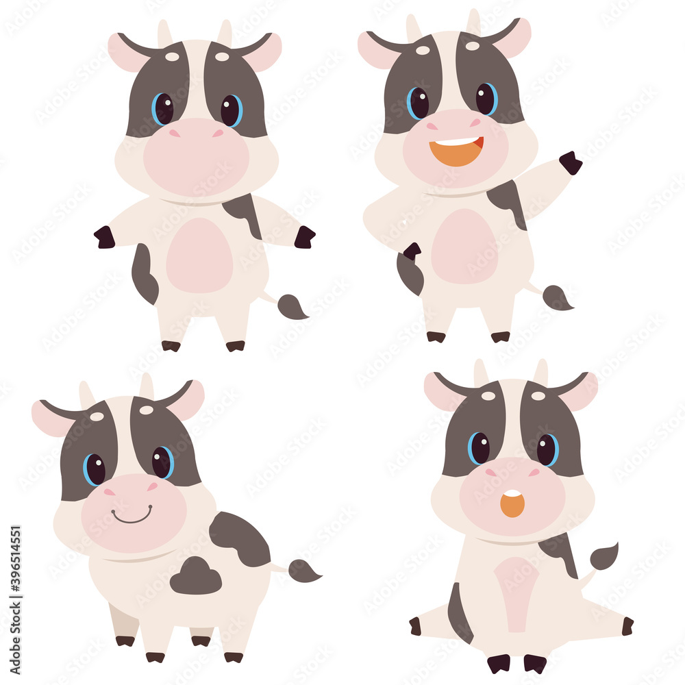 The collection of cute cow in flat vector style.Graphic resource about cow for graphic, content , banner, sticker The collection of cute cow in flat vector style.Graphic resource about cow for graphic, content , banner, sticker