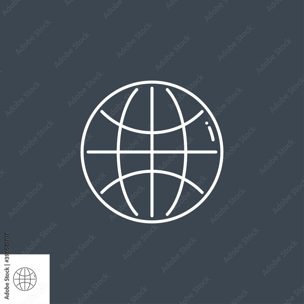 Globe Related Vector Line Icon. Isolated on Black Background. Editable Stroke. Globe Related Vector Line Icon. Isolated on Black Background. Editable Stroke.