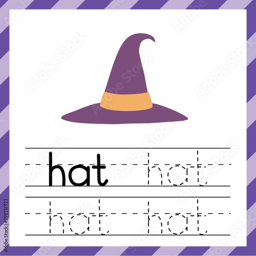 Fotografi Tracing worksheet with the word - Hat