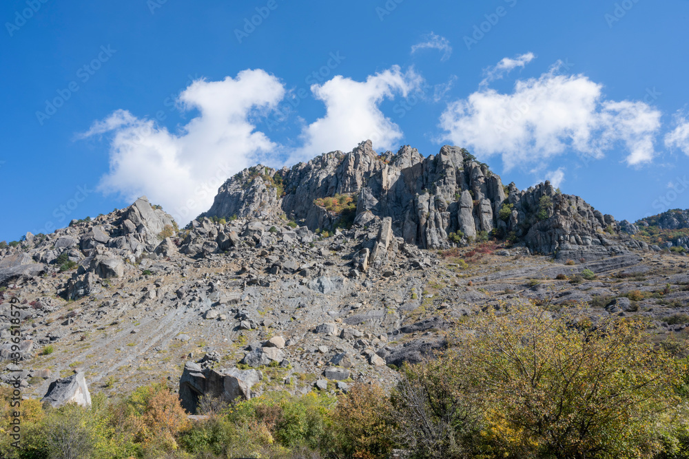 Demerdzhi mountain in Alushta, Republic of Crimea, Russia. Clear Sunny day on October 3, 2020