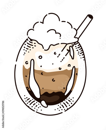 Espresso macchiato in glass isolated on white background