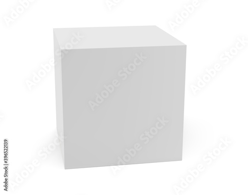 Isometric white box side view isolated on light background