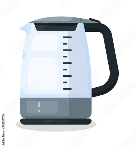 Electric kettle device for boiling water isolated on white
