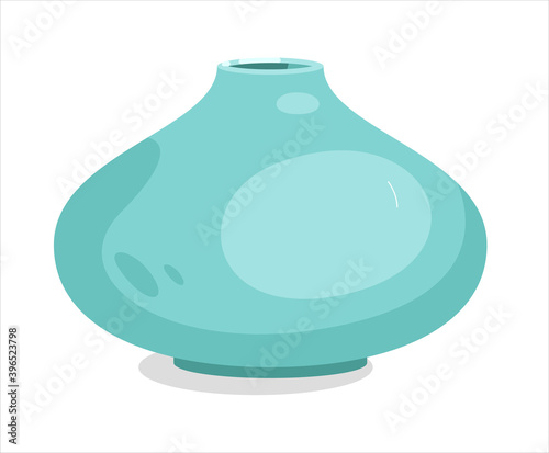 Volumetric handcraft ceramic flower vase isolated on white