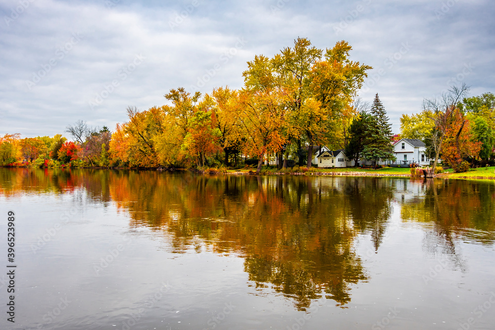 West Dundee Town Riverside view in Illinois State of USA West Dundee Town Riverside view in Illinois State of USA