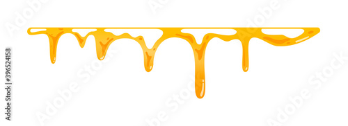 Dripping honey seamlessly repeated border isolated on white