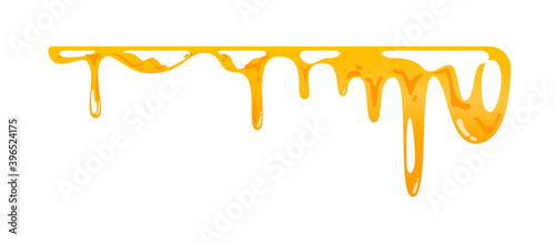 Amber melted falling honey blob isolated on white background