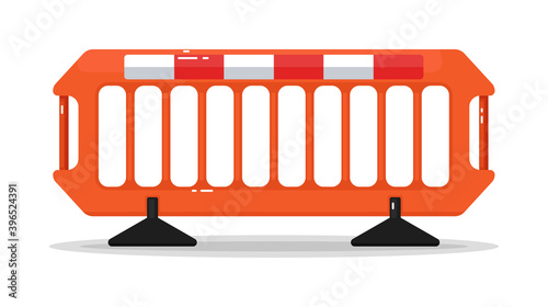 Crowd control road barricade metal fence isolated on white