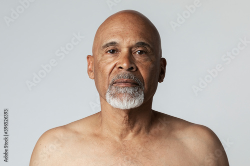 Portrait of a semi-nude senior African American man