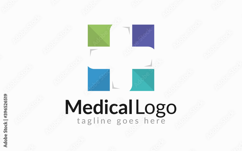 Medical Healthcare Logo Design. Medical Cross Line Symbol Shape with Negative Space Concept. Flat Vector Logo Design Graphic Template. Medical Healthcare Logo Design. Medical Cross Line Symbol Shape with Negative Space Concept. Flat Vector Logo Design Graphic Template.