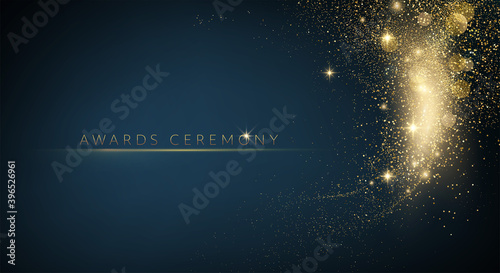 Award nomination ceremony luxury background with golden glitter sparkles photo