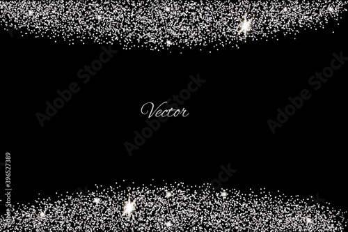 Sparkling falling silver dust.Vector horizontal background with glitter and space for text.	