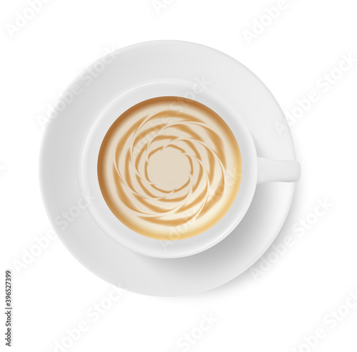 Coffee cappuccino art top view isolated on white background