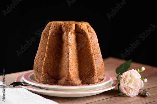 Delicious Pandoro dessert - traditional Italian sweet bread popular around Christmas and New Year