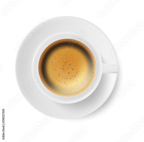 Realistic coffee cup top isolated on white background
