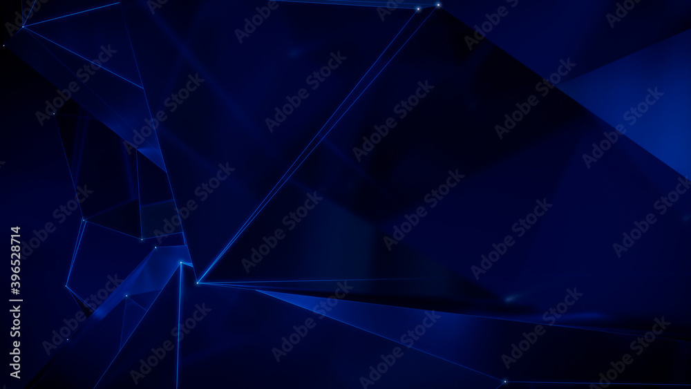 Futuristic, High Tech, blue background, with network lines conveying a connectivity concept. 3D render