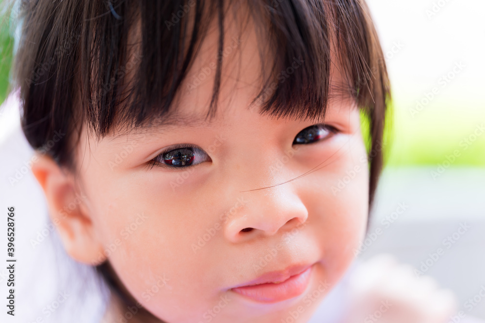 Close up happy Asian child girl. Head shot kid sweet smiling. Sweet eye. Children with bangs hair. Student aged 3-4 year old. Close up happy Asian child girl. Head shot kid sweet smiling. Sweet eye. Children with bangs hair. Student aged 3-4 year old.