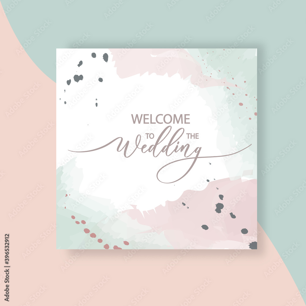 Welcome to the wedding. Template for wedding invitation. Square frame poster. Welcome to the wedding. Template for wedding invitation. Square frame poster.