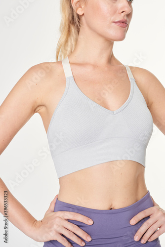 Bloned woman in a sports bra mockup
