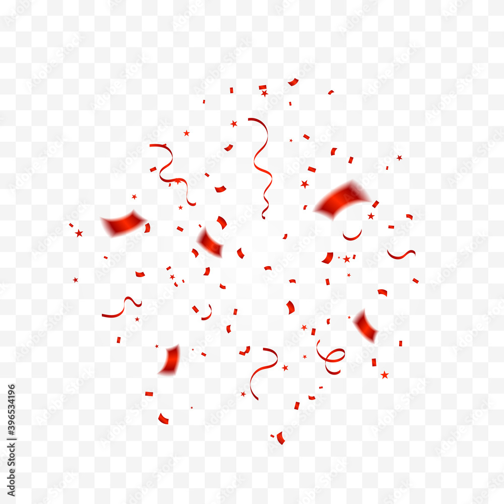 Many Falling Red Tiny Confetti Isolated On Transparent Background. Vector Many Falling Red Tiny Confetti Isolated On Transparent Background. Vector