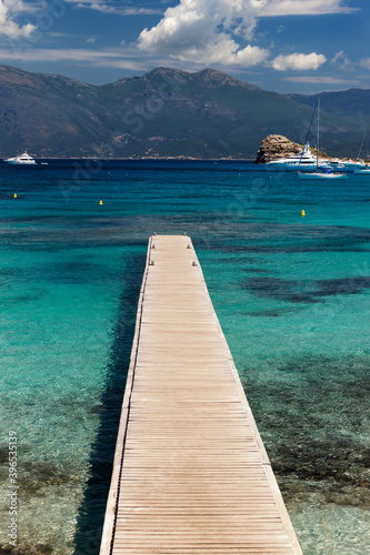 Pier of the Lotu beach in Corsica island