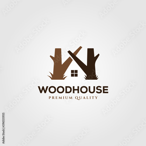 wooden house logo vector symbol illustration design