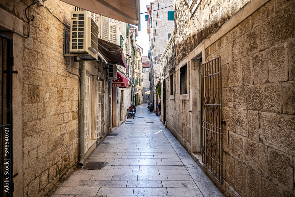 View of the old city of Split, Mediterranean architecture, narrow streets