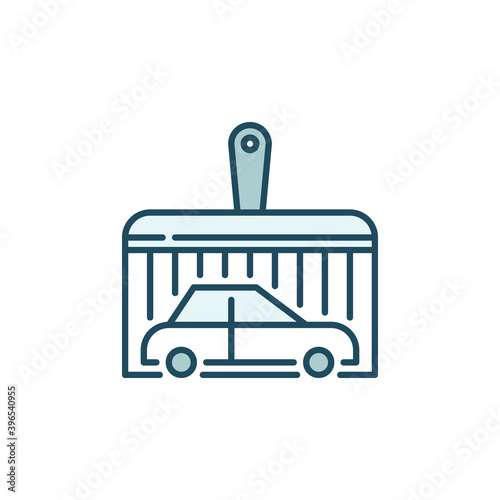 Car inside Paint Brush vector colored icon - Auto Body Painting concept symbol
