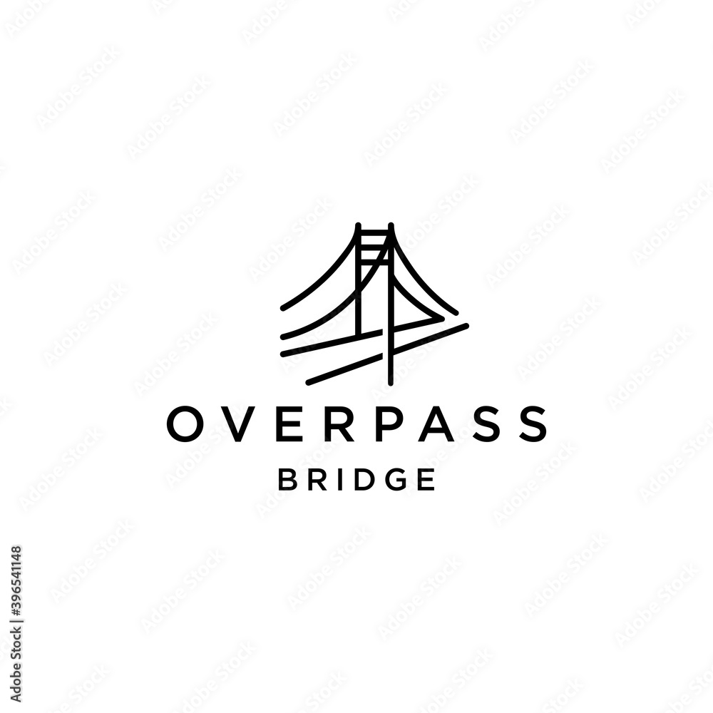 bridge overpass flyover logo vector icon illustration line outline monoline, technology and construction business brand design