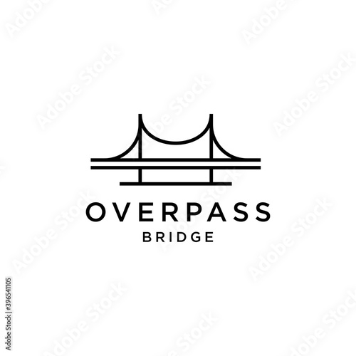 bridge overpass flyover logo vector icon illustration line outline monoline, technology and construction business brand design