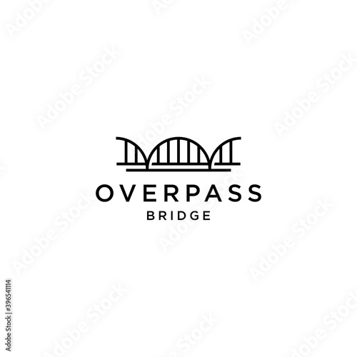 bridge overpass flyover logo vector icon illustration line outline monoline, technology and construction business brand design