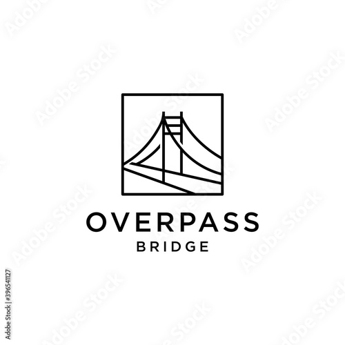 bridge overpass flyover logo vector icon illustration line outline monoline, technology and construction business brand design