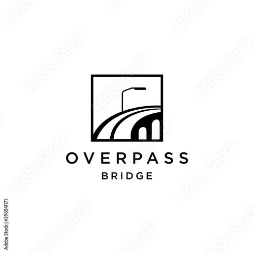 bridge overpass flyover logo vector icon illustration line outline monoline, technology and construction business brand design photo